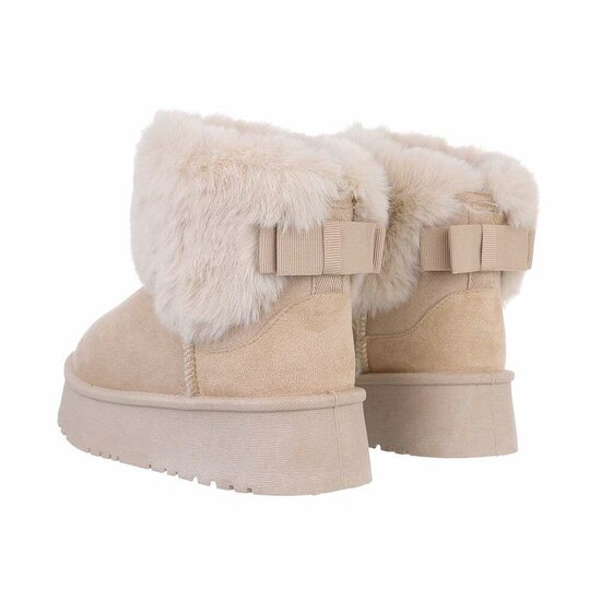 Beige korte suede winterboot Marianne  