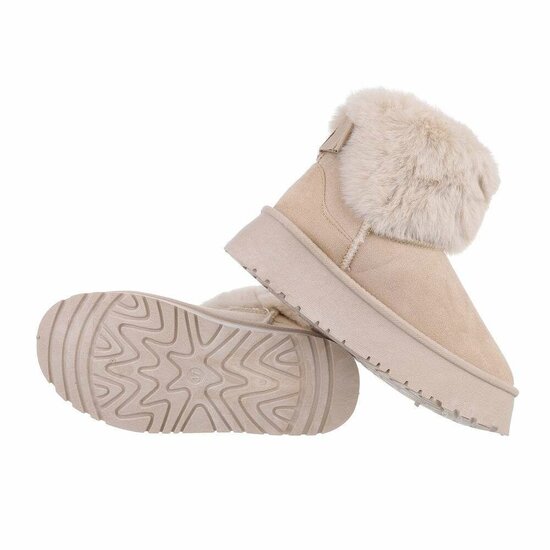 Beige korte suede winterboot Marianne  