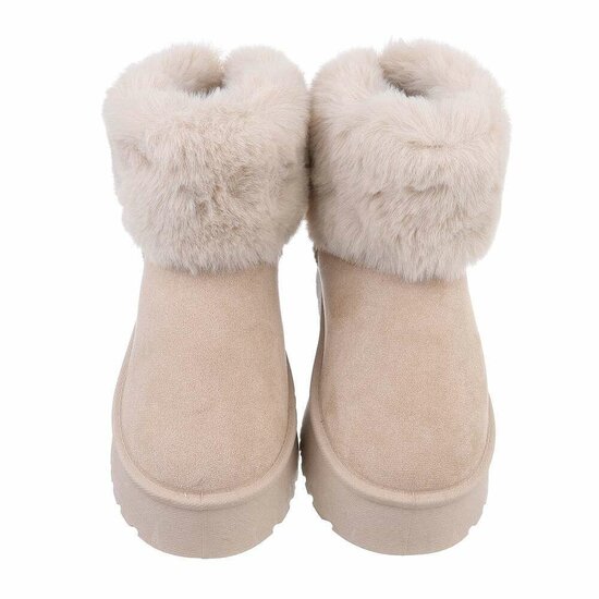 Beige korte suede winterboot Marianne  