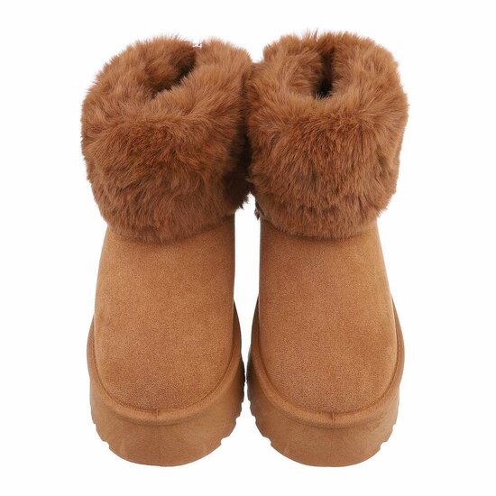 Camelkleurige korte suede winterboot Marianne