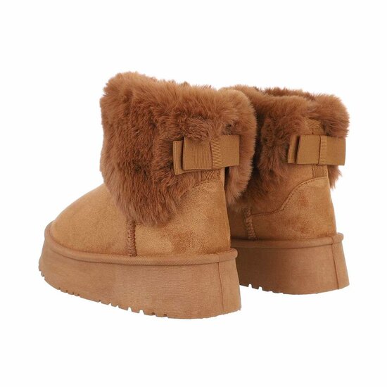 Camelkleurige korte suede winterboot Marianne