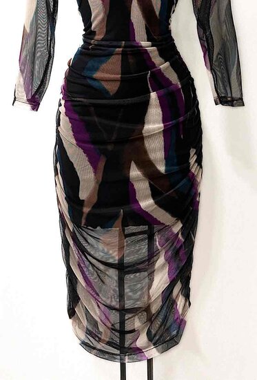 Prachtige purperen mixed mesh bodycon jurk.