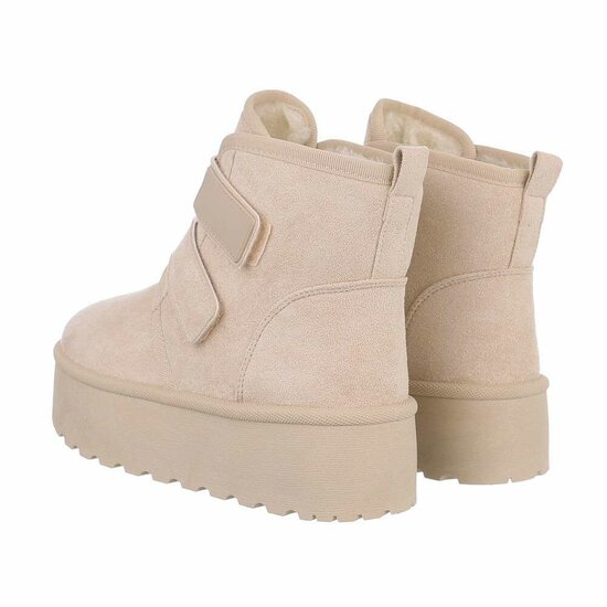 Beige korte suede winterboot Dayna