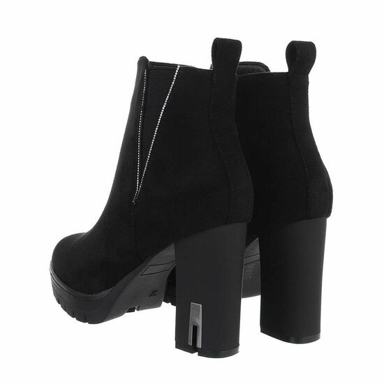 Zwart suede high heel enkellaarsje Laila