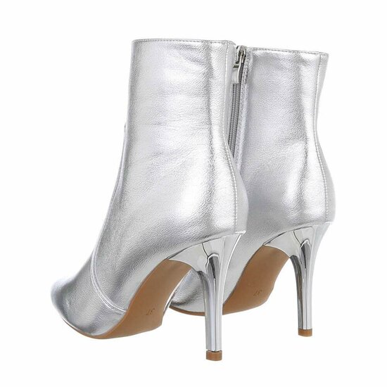 Zilveren high heel enkellaarsje Jellie