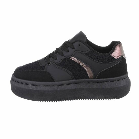 Lage zwarte mix sneaker Rachelle