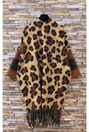 Cardigan a motif leopard