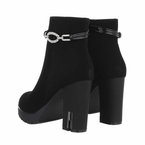 Zwart suede high heel enkellaarsje Ayella