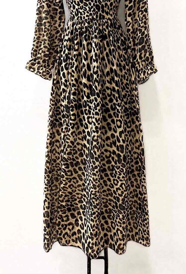 Sierlijke mixed maxi jurk met leopard motief