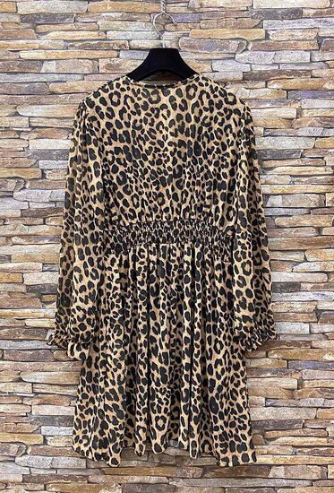 Mooie korte mixed jurk met leopardprint