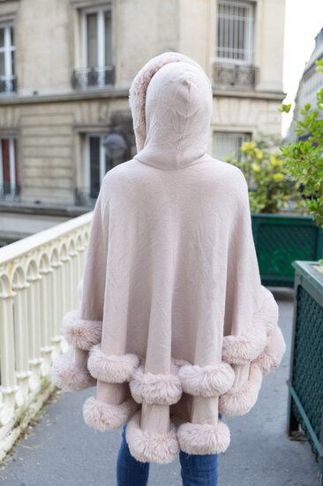 Elegante rose cape jas met fake fur