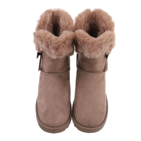 Kaki bruine daimen snowboot Amarisa.
