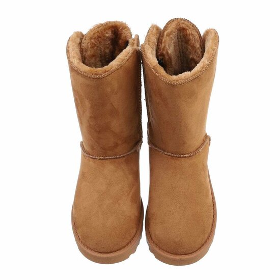 Camelkleurige daimen snowboot Amela.