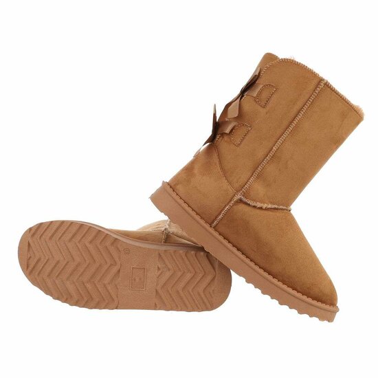 Camelkleurige daimen snowboot Amela.