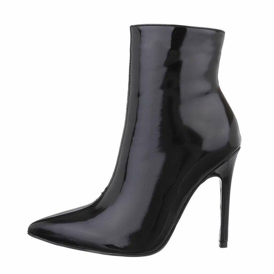 Zwart lak high heel enkellaarsje Alencia