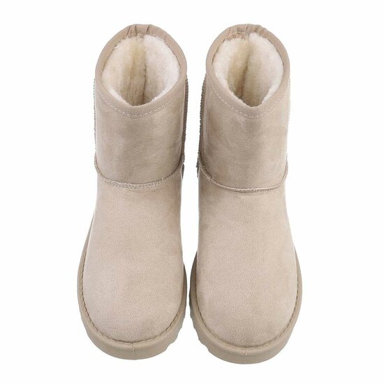 Beige korte suede winterboot Aleke