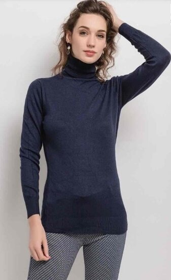 Comfortabele navy blauwe turtleneck trui