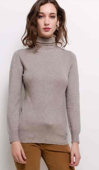 Comfortabele taupe turtleneck trui