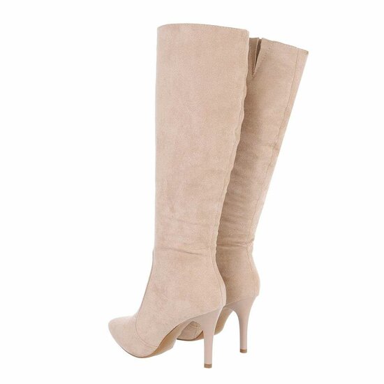 Beige suede halfhoge laars Michelle