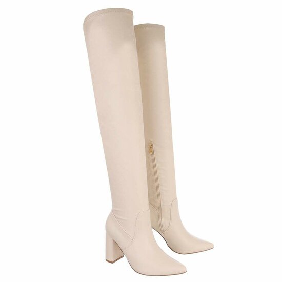 Beige overknee laars Shana