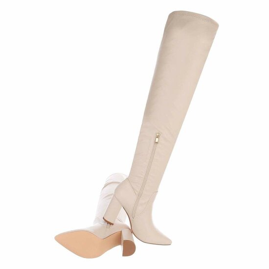 Beige overknee laars Shana