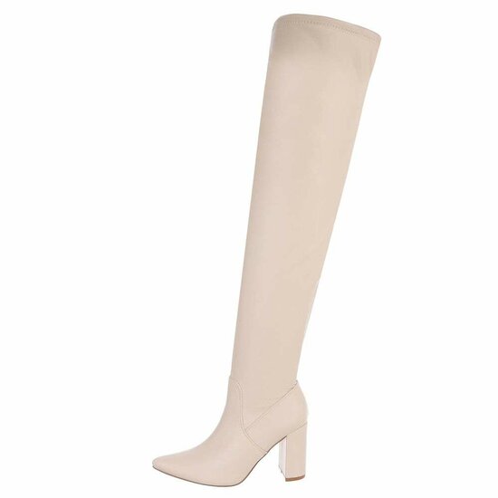 Beige overknee laars Shana