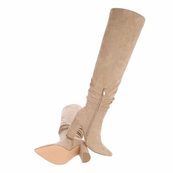 Beige daimen overknee laars Alvinda