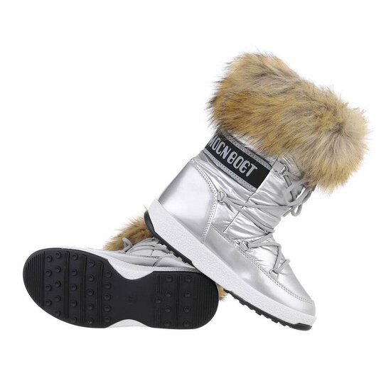 Zilveren korte winterboot Heidi