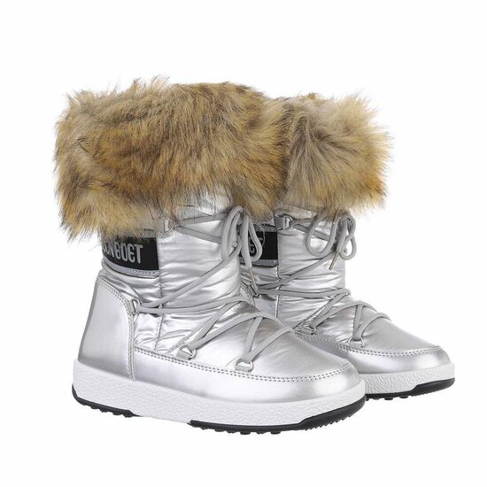 Zilveren korte winterboot Heidi