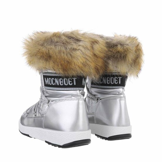 Zilveren korte winterboot Heidi