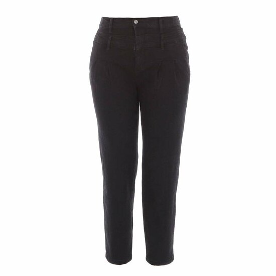 Trendy zwarte high waist jeans broek.