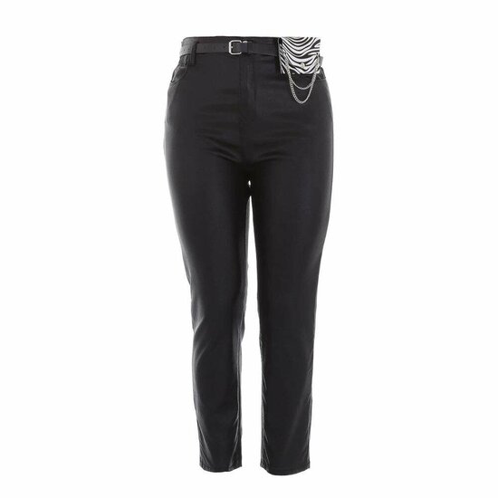Pantalon noir tendance à taille haute en cuir
