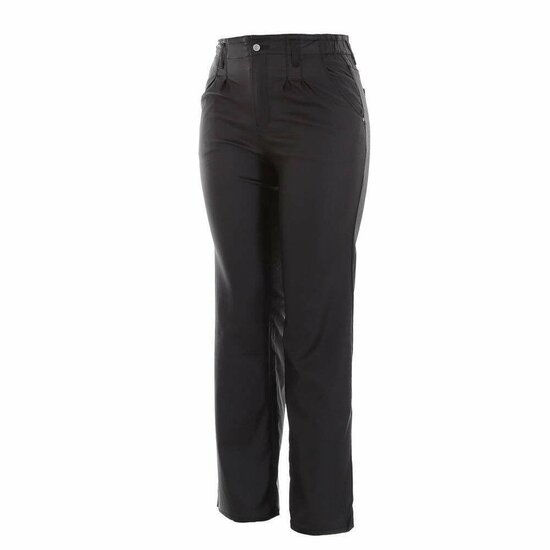 Trendy zwarte high waist broek in leather look