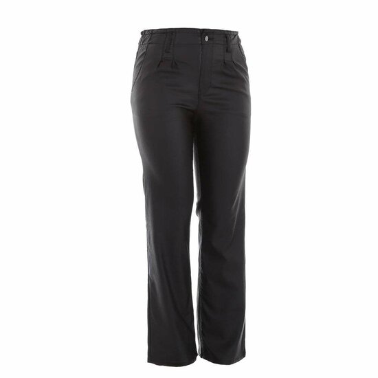 Trendy zwarte high waist broek in leather look