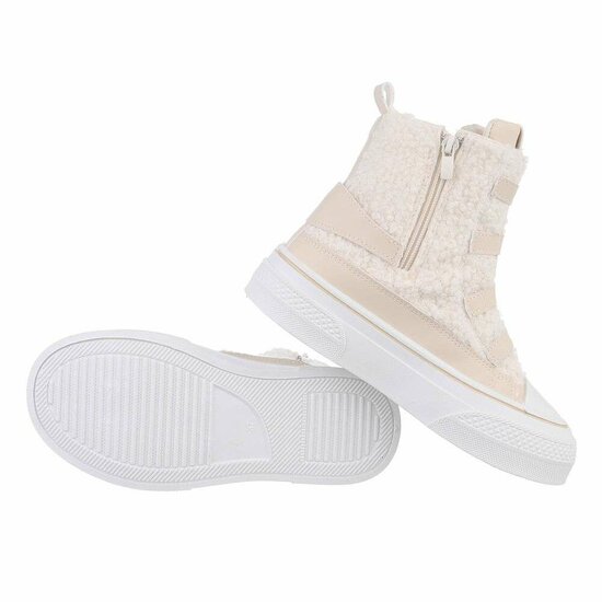 Hoge beige mixed  wol sneaker Amyleen