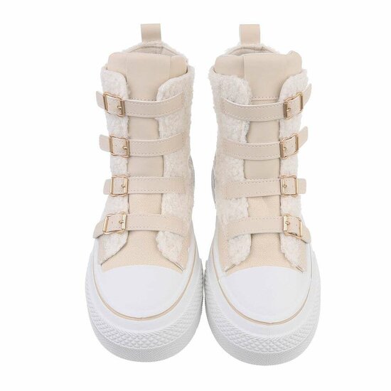 Hoge beige mixed  wol sneaker Amyleen