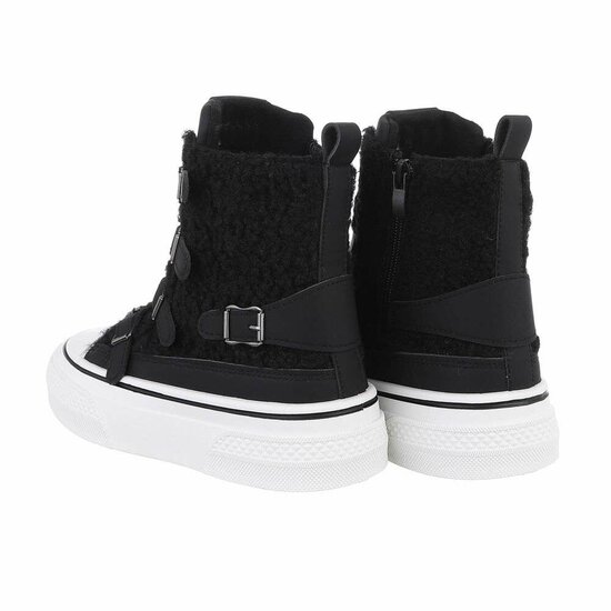 Hoge zwarte mixed  wol sneaker Amyleen