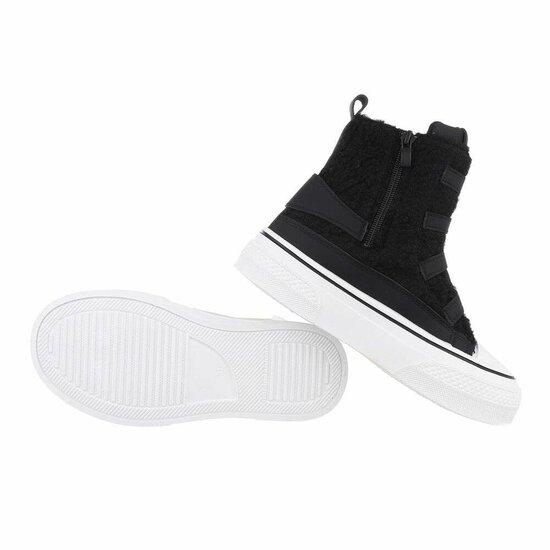 Hoge zwarte mixed  wol sneaker Amyleen