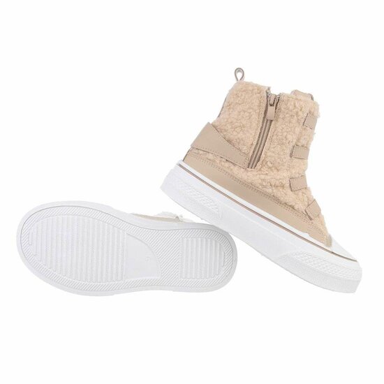Hoge kaki bruine mixed  wol sneaker Amyleen