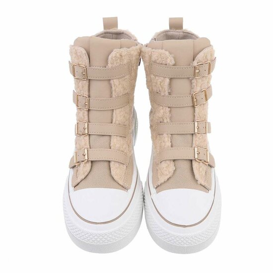 Hoge kaki bruine mixed  wol sneaker Amyleen