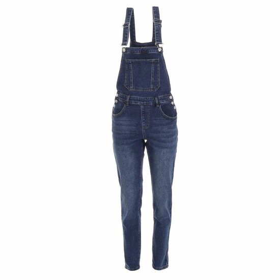 Trendy blue jeans salopet in used look
