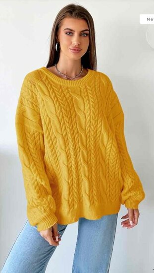 Pull over jaune à motif cable