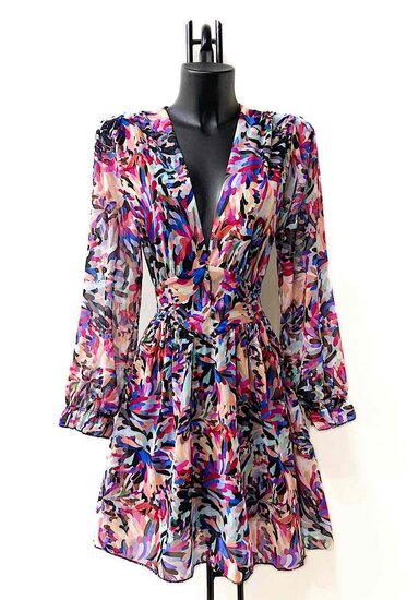 Mooie korte jurk met mixed print   SOLD OUT