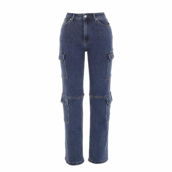 Trendy cargo hoge taille blue jeans