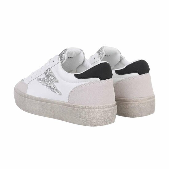 Lage wit-zilveren sneaker Jelina