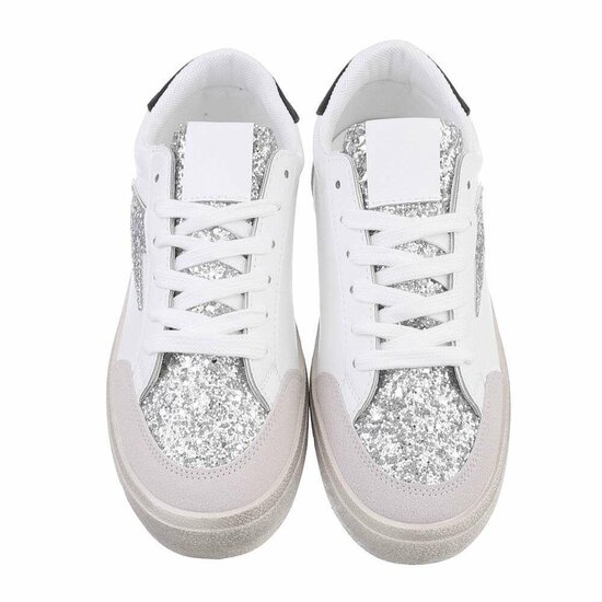 Lage wit-zilveren sneaker Jelina