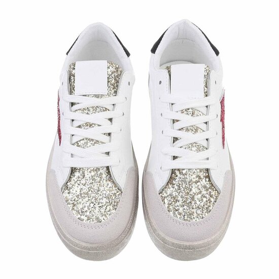 Lage wit-gouden sneaker met accent Jelina