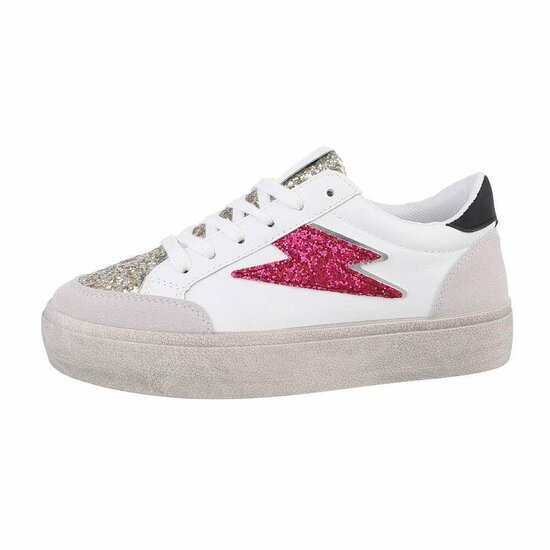 Lage wit-gouden sneaker met accent Jelina