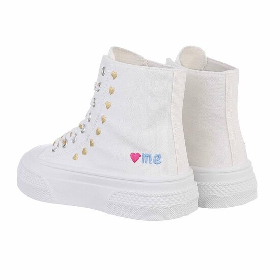 Wit-gouden hoge textiel sneaker Eloise