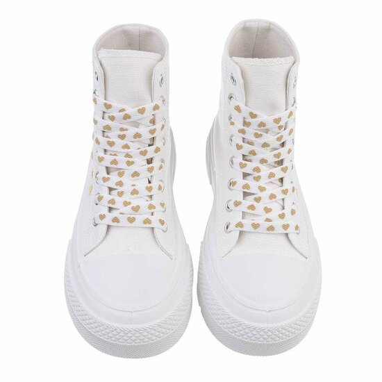 Wit-gouden hoge textiel sneaker Eloise